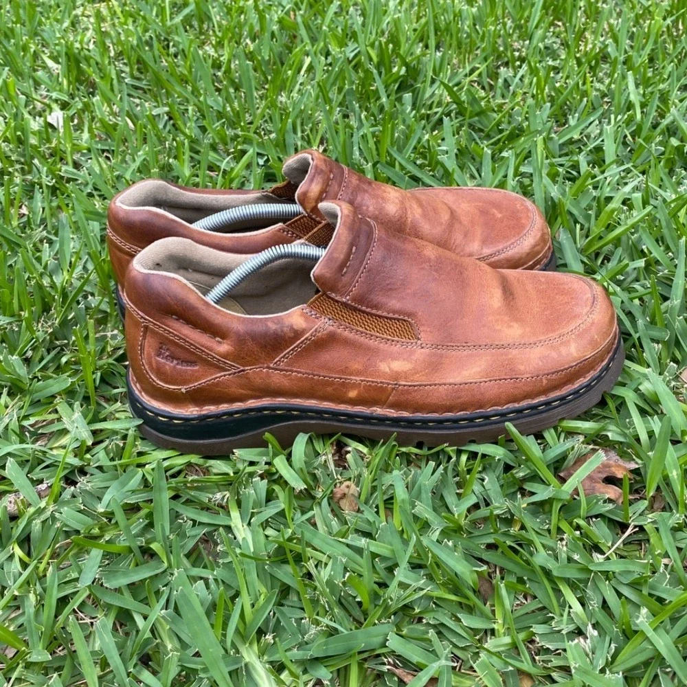 Dr. Martens 8B79 Mens Brown Leather Slip On Loafers Size US 12 Moc Toe Shoes‎